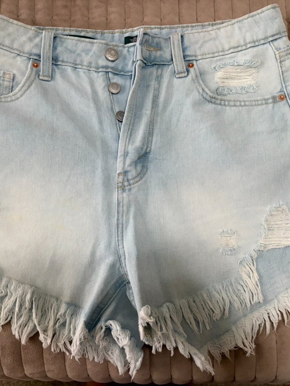 Wild Fable Light Wash Distressed Button Fly Denim Shorts (Size 6)